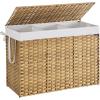 imageSONGMICS Laundry Hamper with Lid 172 Gallon 65L Synthetic Rattan Clothes Laundry Basket with Lid and Handles Foldable Removable Liner Summer Sand ULCB165LZ01Goose Yellow