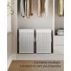 imageSONGMICS Laundry Hamper with Lid 172 Gallon 65L Synthetic Rattan Clothes Laundry Basket with Lid and Handles Foldable Removable Liner Summer Sand ULCB165LZ01Cloud White