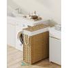 imageSONGMICS Laundry Hamper with Lid 172 Gallon 65L Synthetic Rattan Clothes Laundry Basket with Lid and Handles Foldable Removable Liner Summer Sand ULCB165LZ01Goose Yellow