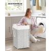imageSONGMICS Laundry Hamper with Lid 172 Gallon 65L Synthetic Rattan Clothes Laundry Basket with Lid and Handles Foldable Removable Liner Summer Sand ULCB165LZ01Cloud White