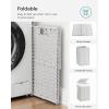 imageSONGMICS Laundry Hamper with Lid 172 Gallon 65L Synthetic Rattan Clothes Laundry Basket with Lid and Handles Foldable Removable Liner Summer Sand ULCB165LZ01Cloud White