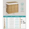 imageSONGMICS Laundry Hamper with Lid 172 Gallon 65L Synthetic Rattan Clothes Laundry Basket with Lid and Handles Foldable Removable Liner Summer Sand ULCB165LZ01Goose Yellow