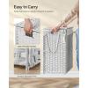 imageSONGMICS Laundry Hamper with Lid 172 Gallon 65L Synthetic Rattan Clothes Laundry Basket with Lid and Handles Foldable Removable Liner Summer Sand ULCB165LZ01Cloud White