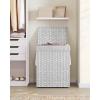 imageSONGMICS Laundry Hamper with Lid 172 Gallon 65L Synthetic Rattan Clothes Laundry Basket with Lid and Handles Foldable Removable Liner Summer Sand ULCB165LZ01Cloud White