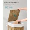 imageSONGMICS Laundry Hamper with Lid 172 Gallon 65L Synthetic Rattan Clothes Laundry Basket with Lid and Handles Foldable Removable Liner Summer Sand ULCB165LZ01Goose Yellow