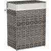 imageSONGMICS Laundry Hamper with Lid 172 Gallon 65L Synthetic Rattan Clothes Laundry Basket with Lid and Handles Foldable Removable Liner Summer Sand ULCB165LZ01Dove Gray
