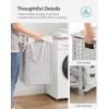 imageSONGMICS Laundry Hamper with Lid 172 Gallon 65L Synthetic Rattan Clothes Laundry Basket with Lid and Handles Foldable Removable Liner Summer Sand ULCB165LZ01Cloud White