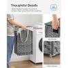 imageSONGMICS Laundry Hamper with Lid 172 Gallon 65L Synthetic Rattan Clothes Laundry Basket with Lid and Handles Foldable Removable Liner Summer Sand ULCB165LZ01Dove Gray