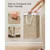 imageSONGMICS Laundry Hamper with Lid 172 Gallon 65L Synthetic Rattan Clothes Laundry Basket with Lid and Handles Foldable Removable Liner Summer Sand ULCB165LZ01Summer Sand