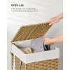imageSONGMICS Laundry Hamper with Lid 172 Gallon 65L Synthetic Rattan Clothes Laundry Basket with Lid and Handles Foldable Removable Liner Summer Sand ULCB165LZ01Goose Yellow