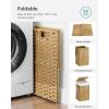 imageSONGMICS Laundry Hamper with Lid 172 Gallon 65L Synthetic Rattan Clothes Laundry Basket with Lid and Handles Foldable Removable Liner Summer Sand ULCB165LZ01Goose Yellow
