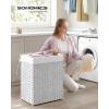imageSONGMICS Laundry Hamper with Lid 172 Gallon 65L Synthetic Rattan Clothes Laundry Basket with Lid and Handles Foldable Removable Liner Summer Sand ULCB165LZ01Cloud White