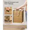 imageSONGMICS Laundry Hamper with Lid 172 Gallon 65L Synthetic Rattan Clothes Laundry Basket with Lid and Handles Foldable Removable Liner Summer Sand ULCB165LZ01Goose Yellow