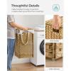 imageSONGMICS Laundry Hamper with Lid 172 Gallon 65L Synthetic Rattan Clothes Laundry Basket with Lid and Handles Foldable Removable Liner Summer Sand ULCB165LZ01Goose Yellow