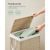 imageSONGMICS Laundry Hamper with Lid 172 Gallon 65L Synthetic Rattan Clothes Laundry Basket with Lid and Handles Foldable Removable Liner Summer Sand ULCB165LZ01Summer Sand
