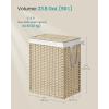 imageSONGMICS Laundry Hamper with Lid 172 Gallon 65L Synthetic Rattan Clothes Laundry Basket with Lid and Handles Foldable Removable Liner Summer Sand ULCB165LZ01Summer Sand