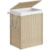 imageSONGMICS Laundry Hamper with Lid 172 Gallon 65L Synthetic Rattan Clothes Laundry Basket with Lid and Handles Foldable Removable Liner Summer Sand ULCB165LZ01Summer Sand
