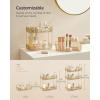 imageSONGMICS Makeup Organizer 3Tier Skincare Organizer Countertop Customizable 2 Types of Accessories Jewelry Holder for Vanity Bedroom Bathroom Pale Green UJKA013C01Champagne Gold