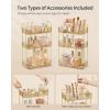 imageSONGMICS Makeup Organizer 3Tier Skincare Organizer Countertop Customizable 2 Types of Accessories Jewelry Holder for Vanity Bedroom Bathroom Pale Green UJKA013C01Champagne Gold