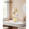 imageSONGMICS Makeup Organizer 3Tier Skincare Organizer Countertop Customizable 2 Types of Accessories Jewelry Holder for Vanity Bedroom Bathroom Pale Green UJKA013C01Transparent