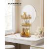 imageSONGMICS Makeup Organizer 3Tier Skincare Organizer Countertop Customizable 2 Types of Accessories Jewelry Holder for Vanity Bedroom Bathroom Pale Green UJKA013C01Champagne Gold
