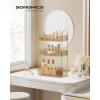 imageSONGMICS Makeup Organizer 3Tier Skincare Organizer Countertop Customizable 2 Types of Accessories Jewelry Holder for Vanity Bedroom Bathroom Pale Green UJKA013C01Champagne Gold