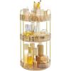 imageSONGMICS Makeup Organizer 3Tier Skincare Organizer Countertop Customizable 2 Types of Accessories Jewelry Holder for Vanity Bedroom Bathroom Pale Green UJKA013C01Champagne Gold