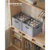 imageSONGMICS Shoe Organizer for Closet Fabric Shoe Organizer Box with Adjustable Dividers Storage Compartments Stackable Transparent Lid for up to 16 Pairs Set of 2 Cappuccino Beige ULSP622LH01Dove Gray