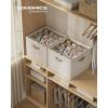 imageSONGMICS Shoe Organizer for Closet Fabric Shoe Organizer Box with Adjustable Dividers Storage Compartments Stackable Transparent Lid for up to 16 Pairs Set of 2 Cappuccino Beige ULSP622LH01Cappuccino Beige