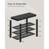 imageSONGMICS Shoe Rack Bench 4 Tier Bamboo Shoe Storage Organizer Entryway Bench for Living Room Bathroom Bedroom 113 x 276 x 205 Inches Ink Black ULBS370BH01Ink Black