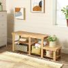 imageSONGMICS Shoe Rack Bench 4 Tier Bamboo Shoe Storage Organizer Entryway Bench for Living Room Bathroom Bedroom 113 x 276 x 205 Inches Ink Black ULBS370BH01Light Bamboo
