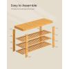 imageSONGMICS Shoe Rack Bench 4 Tier Bamboo Shoe Storage Organizer Entryway Bench for Living Room Bathroom Bedroom 113 x 276 x 205 Inches Ink Black ULBS370BH01Light Bamboo