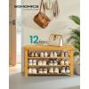 imageSONGMICS Shoe Rack Bench 4 Tier Bamboo Shoe Storage Organizer Entryway Bench for Living Room Bathroom Bedroom 113 x 276 x 205 Inches Ink Black ULBS370BH01Light Bamboo