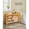 imageSONGMICS Shoe Rack Bench 4 Tier Bamboo Shoe Storage Organizer Entryway Bench for Living Room Bathroom Bedroom 113 x 276 x 205 Inches Ink Black ULBS370BH01Light Bamboo