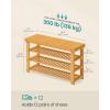 imageSONGMICS Shoe Rack Bench 4 Tier Bamboo Shoe Storage Organizer Entryway Bench for Living Room Bathroom Bedroom 113 x 276 x 205 Inches Ink Black ULBS370BH01Light Bamboo