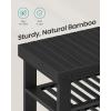 imageSONGMICS Shoe Rack Bench 4 Tier Bamboo Shoe Storage Organizer Entryway Bench for Living Room Bathroom Bedroom 113 x 276 x 205 Inches Ink Black ULBS370BH01Ink Black