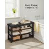imageSONGMICS Shoe Rack Bench 4 Tier Bamboo Shoe Storage Organizer Entryway Bench for Living Room Bathroom Bedroom 113 x 276 x 205 Inches Ink Black ULBS370BH01Ink Black