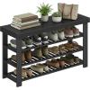 imageSONGMICS Shoe Rack Bench 4 Tier Bamboo Shoe Storage Organizer Entryway Bench for Living Room Bathroom Bedroom 113 x 276 x 205 Inches Ink Black ULBS370BH01Ink Black