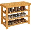 imageSONGMICS Shoe Rack Bench 4 Tier Bamboo Shoe Storage Organizer Entryway Bench for Living Room Bathroom Bedroom 113 x 276 x 205 Inches Ink Black ULBS370BH01Light Bamboo