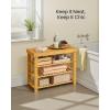 imageSONGMICS Shoe Rack Bench 4 Tier Bamboo Shoe Storage Organizer Entryway Bench for Living Room Bathroom Bedroom 113 x 276 x 205 Inches Ink Black ULBS370BH01Light Bamboo