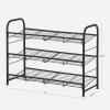 imageSONGMICS Stackable Shoe Rack 3 Tier Metal Shoes Rack Storage Shelf Holds up to 15 Pairs Adjustable Slanted Shelves Tower Organizer for Closet Entryway Small Spaces Black ULMR106BD01Black