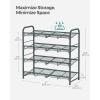imageSONGMICS Stackable Shoe Rack 3 Tier Metal Shoes Rack Storage Shelf Holds up to 15 Pairs Adjustable Slanted Shelves Tower Organizer for Closet Entryway Small Spaces Black ULMR106BD01Grey