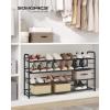 imageSONGMICS Stackable Shoe Rack 3 Tier Metal Shoes Rack Storage Shelf Holds up to 15 Pairs Adjustable Slanted Shelves Tower Organizer for Closet Entryway Small Spaces Black ULMR106BD01Black