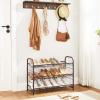 imageSONGMICS Stackable Shoe Rack 3 Tier Metal Shoes Rack Storage Shelf Holds up to 15 Pairs Adjustable Slanted Shelves Tower Organizer for Closet Entryway Small Spaces Black ULMR106BD01Bronze