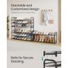 imageSONGMICS Stackable Shoe Rack 3 Tier Metal Shoes Rack Storage Shelf Holds up to 15 Pairs Adjustable Slanted Shelves Tower Organizer for Closet Entryway Small Spaces Black ULMR106BD01Black