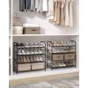 imageSONGMICS Stackable Shoe Rack 3 Tier Metal Shoes Rack Storage Shelf Holds up to 15 Pairs Adjustable Slanted Shelves Tower Organizer for Closet Entryway Small Spaces Black ULMR106BD01Black