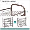 imageSONGMICS Stackable Shoe Rack 3 Tier Metal Shoes Rack Storage Shelf Holds up to 15 Pairs Adjustable Slanted Shelves Tower Organizer for Closet Entryway Small Spaces Black ULMR106BD01Bronze