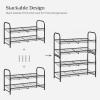 imageSONGMICS Stackable Shoe Rack 3 Tier Metal Shoes Rack Storage Shelf Holds up to 15 Pairs Adjustable Slanted Shelves Tower Organizer for Closet Entryway Small Spaces Black ULMR106BD01Black