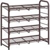 imageSONGMICS Stackable Shoe Rack 3 Tier Metal Shoes Rack Storage Shelf Holds up to 15 Pairs Adjustable Slanted Shelves Tower Organizer for Closet Entryway Small Spaces Black ULMR106BD01Bronze