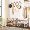 imageSONGMICS Stackable Shoe Rack 3 Tier Metal Shoes Rack Storage Shelf Holds up to 15 Pairs Adjustable Slanted Shelves Tower Organizer for Closet Entryway Small Spaces Black ULMR106BD01Bronze